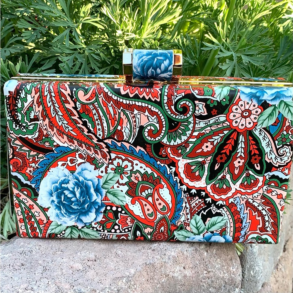 Red Paisley Clutch Handbag NWT